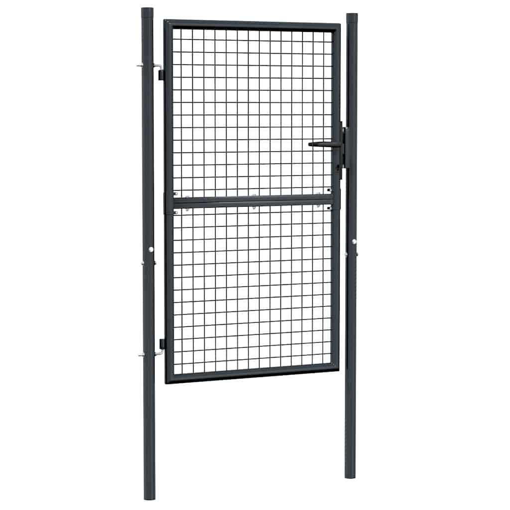 vidaXL Mesh Garden Gate Galvanized Steel 39.4x78.7 Gray