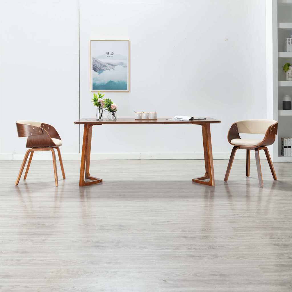 vidaXL Dining Chairs 2 pcs Cream Bent Wood and Faux Leather