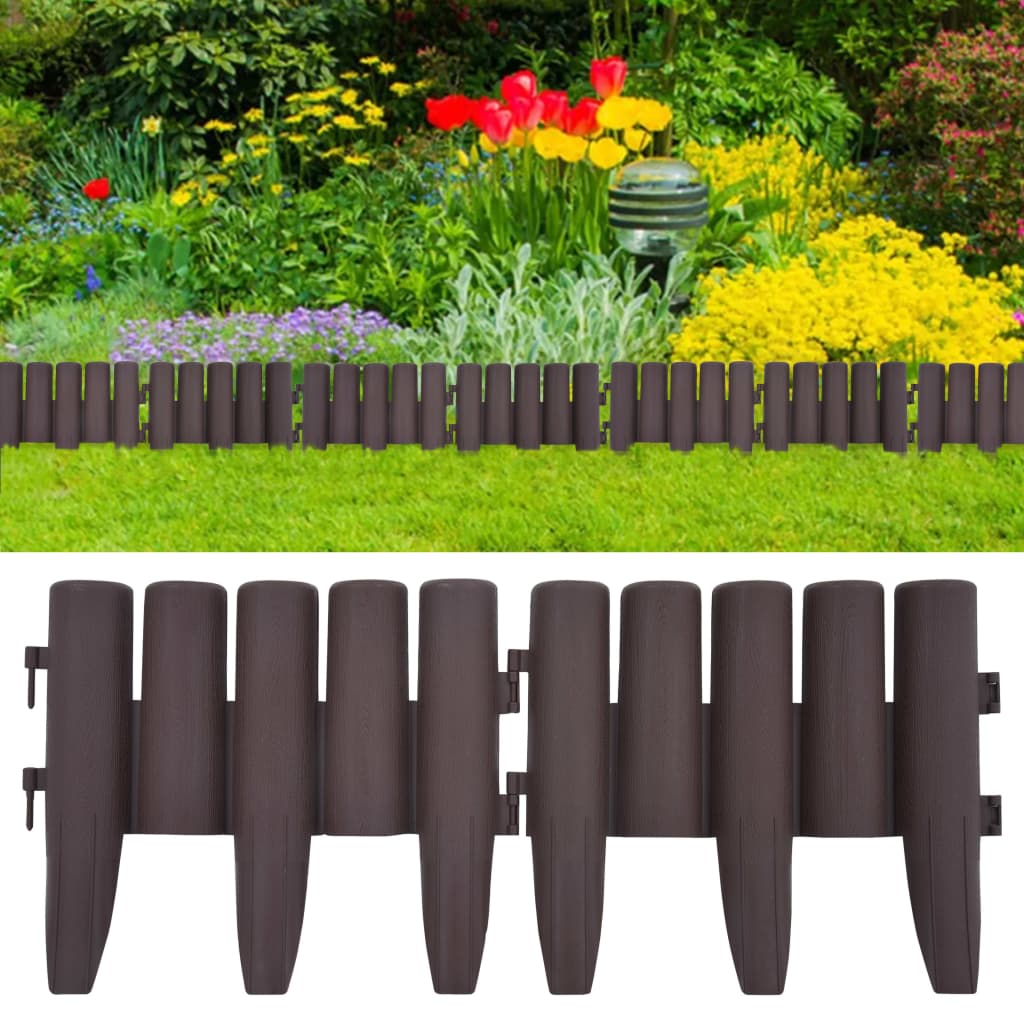 vidaXL Lawn Edgings 36 pcs Brown 393.7 PP