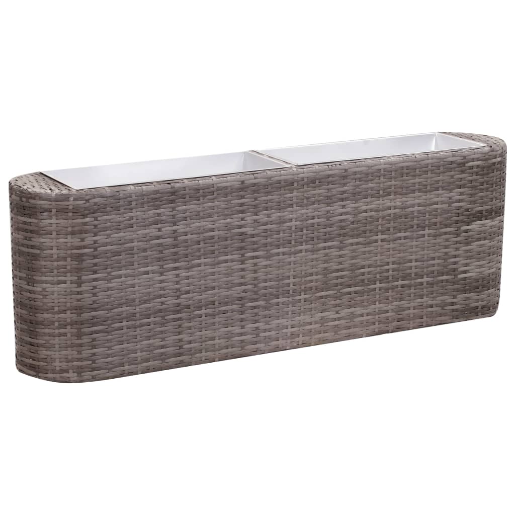 Garden Raised Bed 47.2x9.4x15.7 Poly Rattan Gray