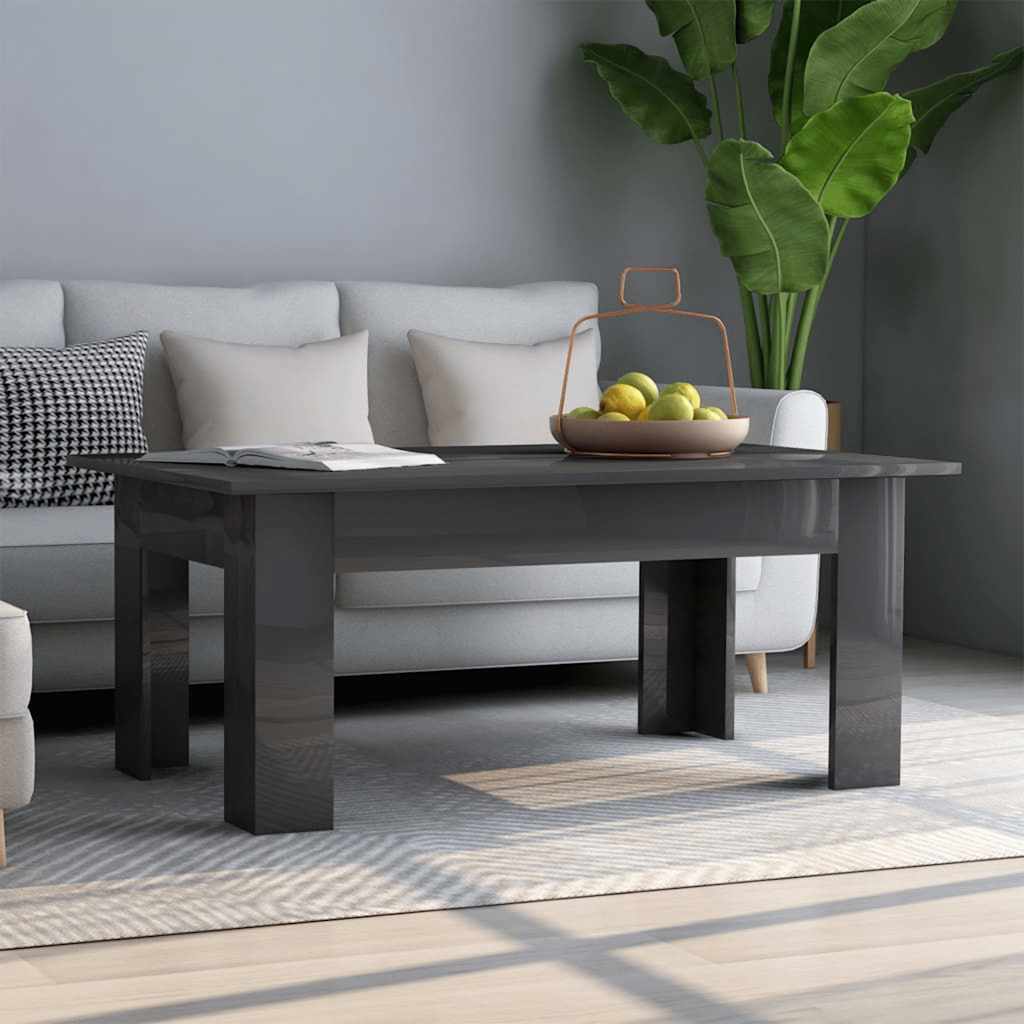 vidaXL Coffee Table High Gloss Gray 39.4''x23.6''x16.5'' Engineered Wood