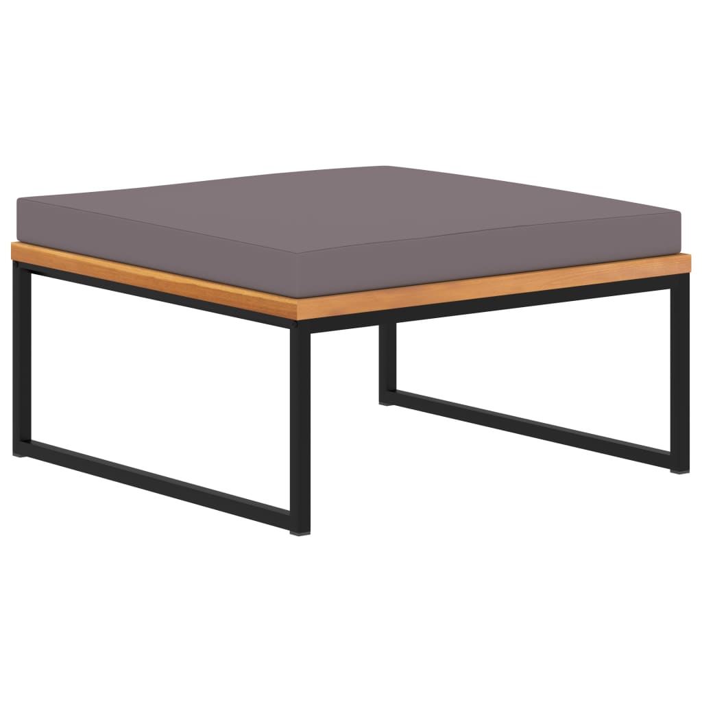 vidaXL Footrest with Cushion 26x26x14.1 Solid Acacia Wood Dark Gray