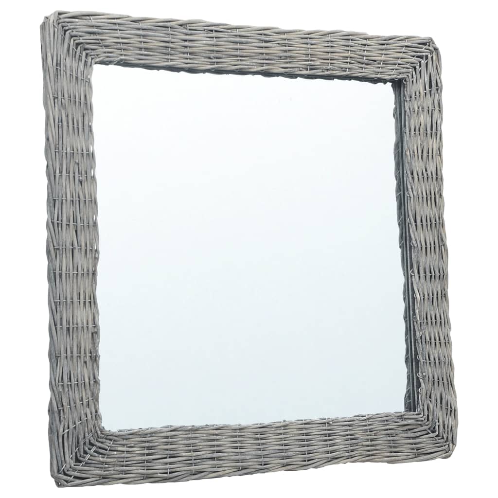 Vidaxl Square Wall-Mounted Dresser - 19.7&quot; Handcrafted Wicker Mirror With Natural Rattan Frame And Wall Mounting Accessories - Brown