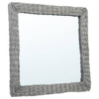 Vidaxl Square Wall-Mounted Dresser - 19.7" Handcrafted Wicker Mirror With Natural Rattan Frame And Wall Mounting Accessories - Brown