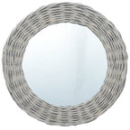 Vidaxl 27.6" Wicker Wall-Mounted Mirror - Handmade Round Mirror With Wall Mounting Accessories - Unique Natural Rattan Frame - Ideal For Hallway, Bathroom