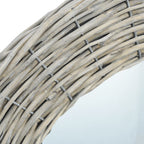 Vidaxl 27.6" Wicker Wall-Mounted Mirror - Handmade Round Mirror With Wall Mounting Accessories - Unique Natural Rattan Frame - Ideal For Hallway, Bathroom