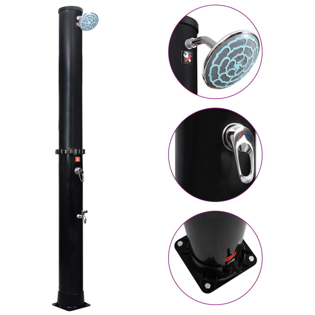 Vidaxl Outdoor Solar Shower With Shower Head And Faucet 10.6 Gal