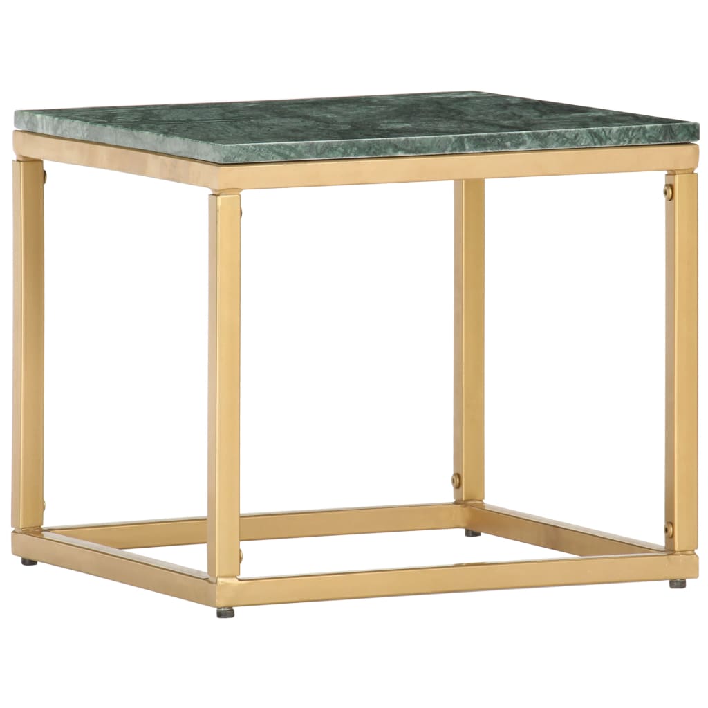 vidaXL Coffee Table Green 15.7''x15.7''x13.8'' Real Stone with Marble Texture