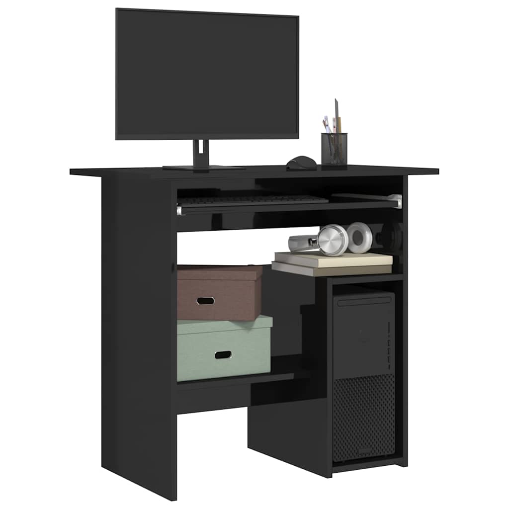 vidaXL Desk High Gloss Black 31.5'' x 17.7'' x 29.1'' Engineered Wood