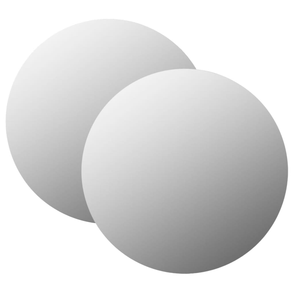 Vidaxl Wall-Mounted Dresser - Set Of 2 Round Glass Mirrors, 23.6&quot; Diameter, Silver Color For Bedroom, Living Room, Dressing Room