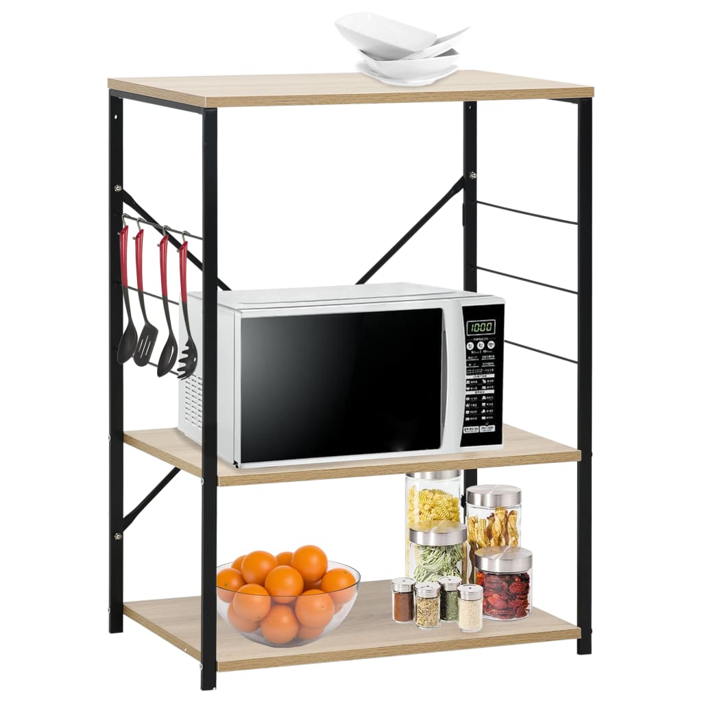 vidaXL Microwave Cabinet Black and Oak 23.6x15.6x31.3 Engineered Wood
