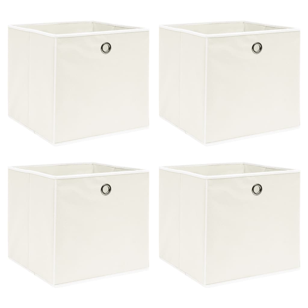vidaXL Storage Boxes 4 pcs White 12.6x12.6x12.6 Fabric