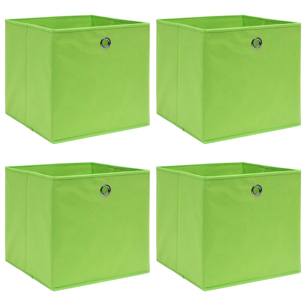 vidaXL Storage Boxes 4 pcs Green 12.6x12.6x12.6 Fabric