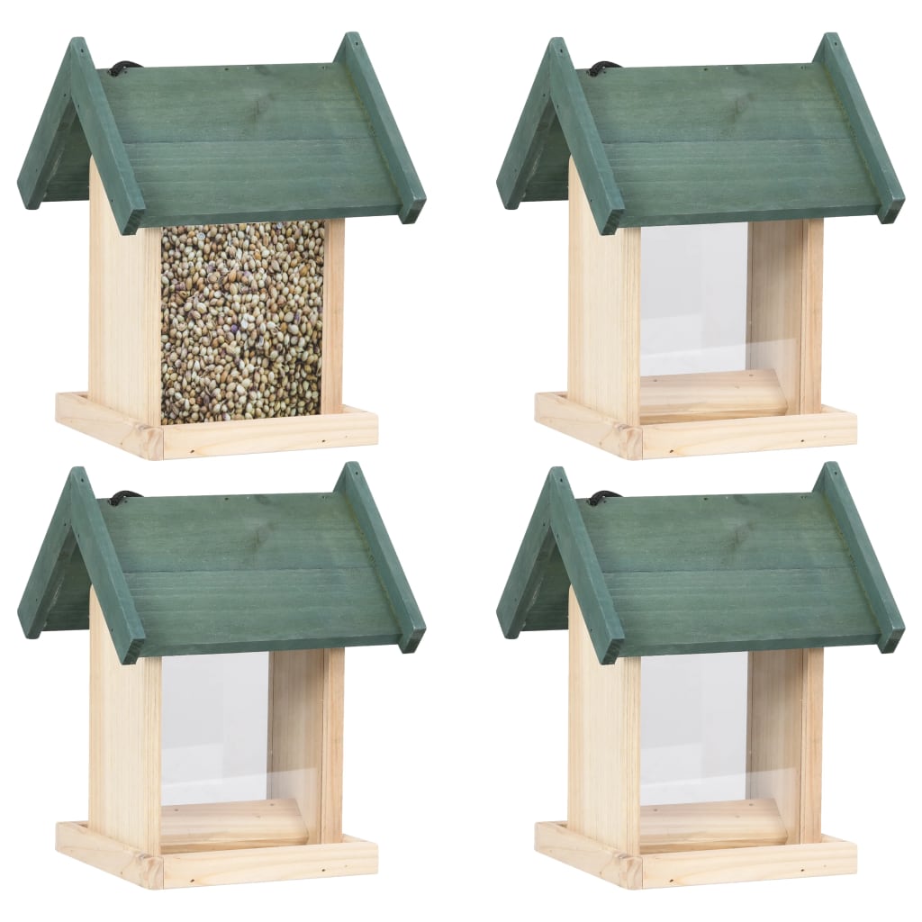 Vidaxl Bird Feeders 4 Pcs Firwood
