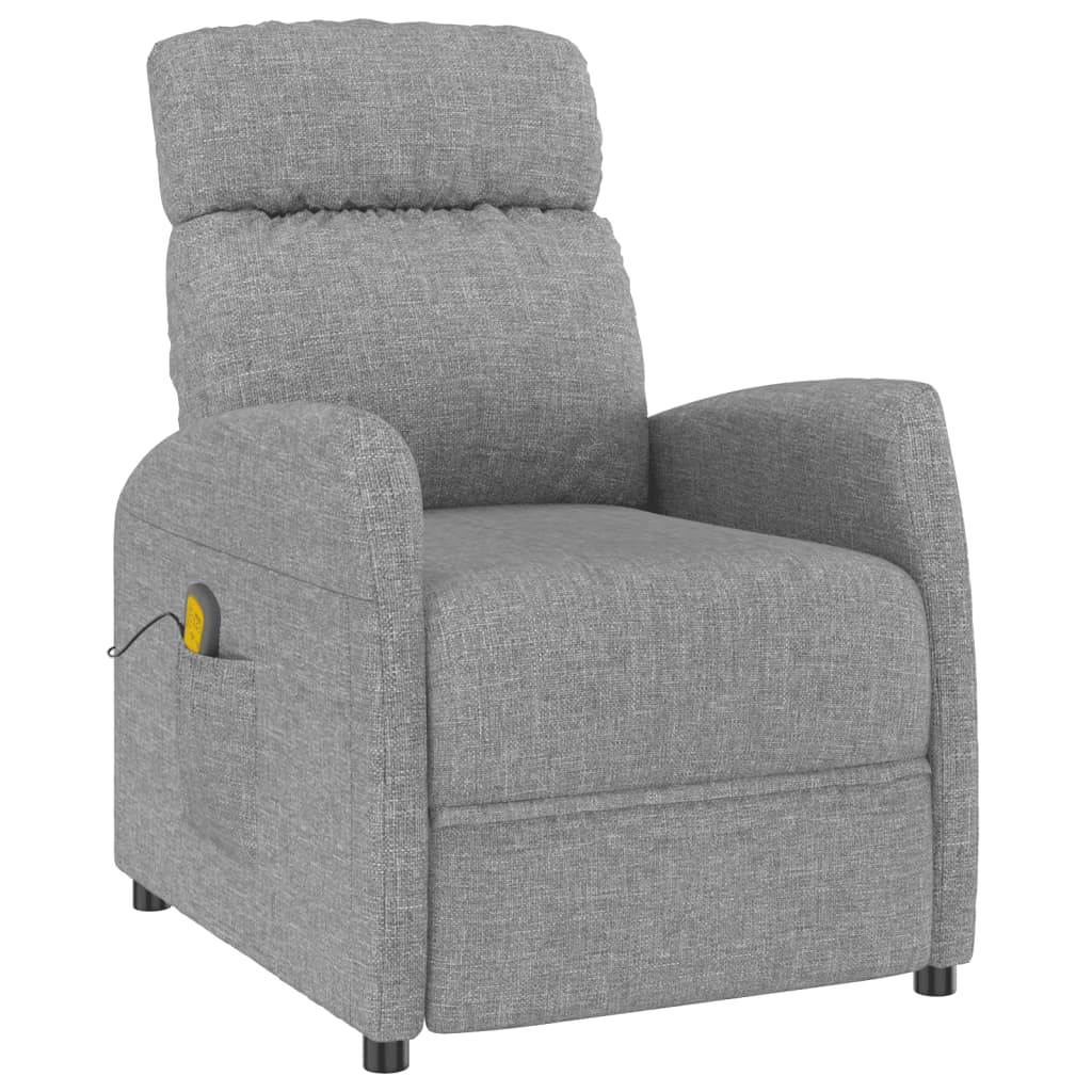 vidaXL Massage Recliner Light Grey Fabric