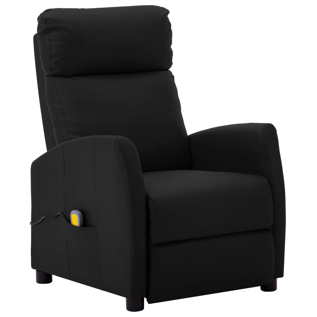 vidaXL Massage Reclining Chair Black Faux Leather