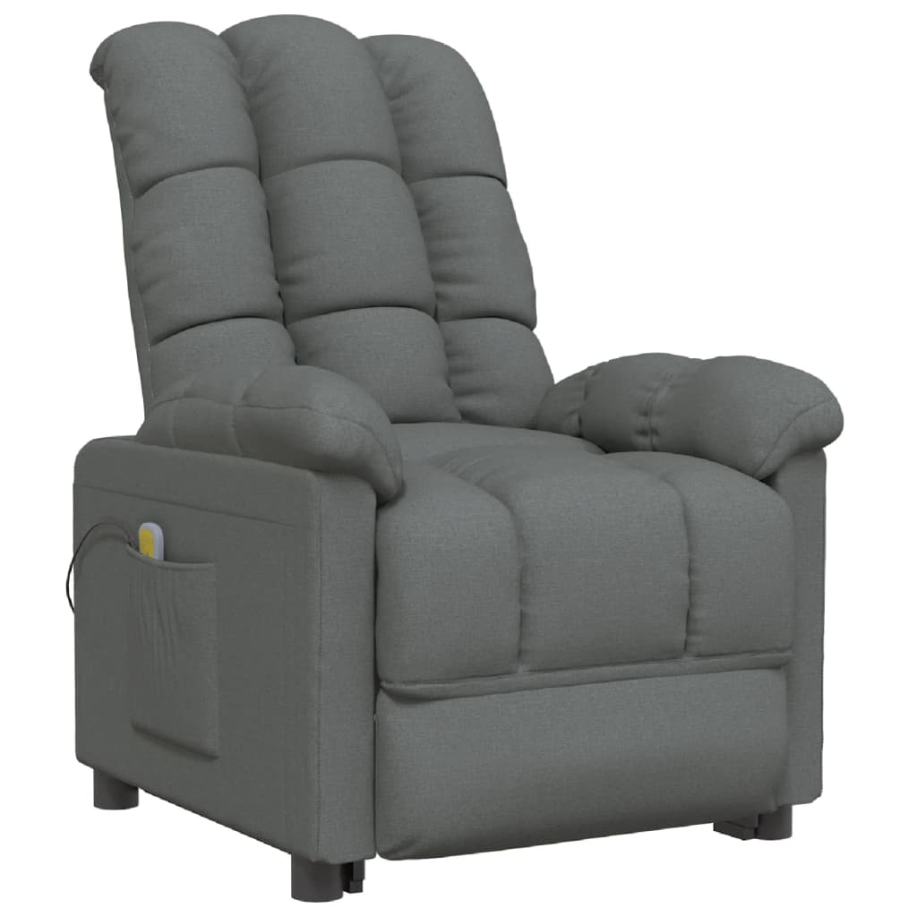 vidaXL Massage Recliner Dark Grey Fabric