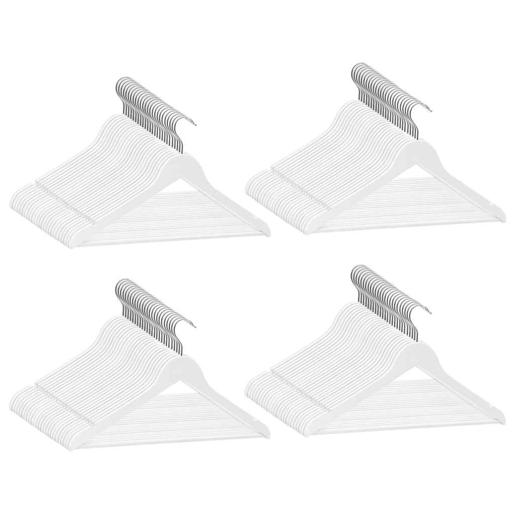 'Vidaxl Non-Slip Hardwood Clothes Hanger - White - Pack Of 100, With 360 Degree Rotating Hook And Anti-Slide Grooves