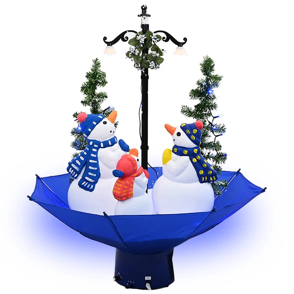 Vidaxl Snowing Christmas Tree With Umbrella Base Blue 2 Ft Pvc
