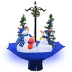 Vidaxl Snowing Christmas Tree With Umbrella Base Blue 2 Ft Pvc