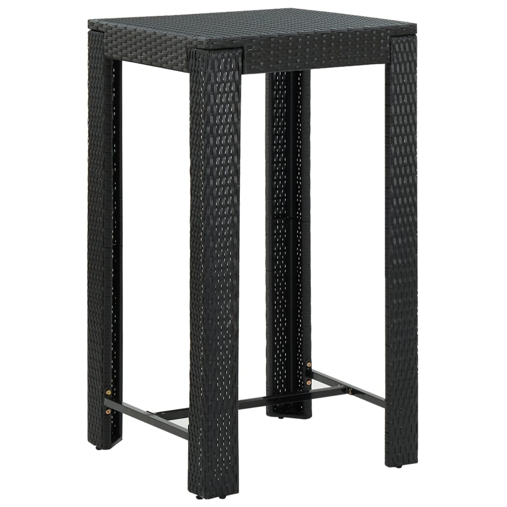 vidaXL Patio Bar Table Black 23.8''x23.8''x43.5'' Poly Rattan