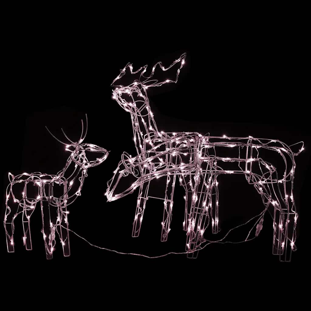 Vidaxl 3-Piece Lighted Christmas Reindeer Family Set, Yard Decoration With 229 Leds, Xmas Deer Light For Outdoor & Indoor Holiday Yard Decor, Warm White