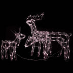 Vidaxl 3-Piece Lighted Christmas Reindeer Family Set, Yard Decoration With 229 Leds, Xmas Deer Light For Outdoor & Indoor Holiday Yard Decor, Warm White