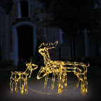 Vidaxl 3-Piece Lighted Christmas Reindeer Family Set, Yard Decoration With 229 Leds, Xmas Deer Light For Outdoor & Indoor Holiday Yard Decor, Warm White