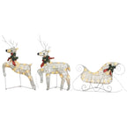 Vidaxl Reindeer & Sleigh Christmas Decoration With 60 Golden Leds – Weather-Resistant Mesh Metal Frame – Festive Indoor/Outdoor Decor