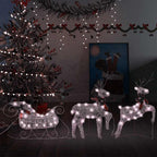 Vidaxl Reindeer & Sleigh Christmas Decoration With 60 Golden Leds – Weather-Resistant Mesh Metal Frame – Festive Indoor/Outdoor Decor