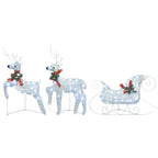 Vidaxl Reindeer & Sleigh Christmas Decoration 60 Leds Outdoor Silver
