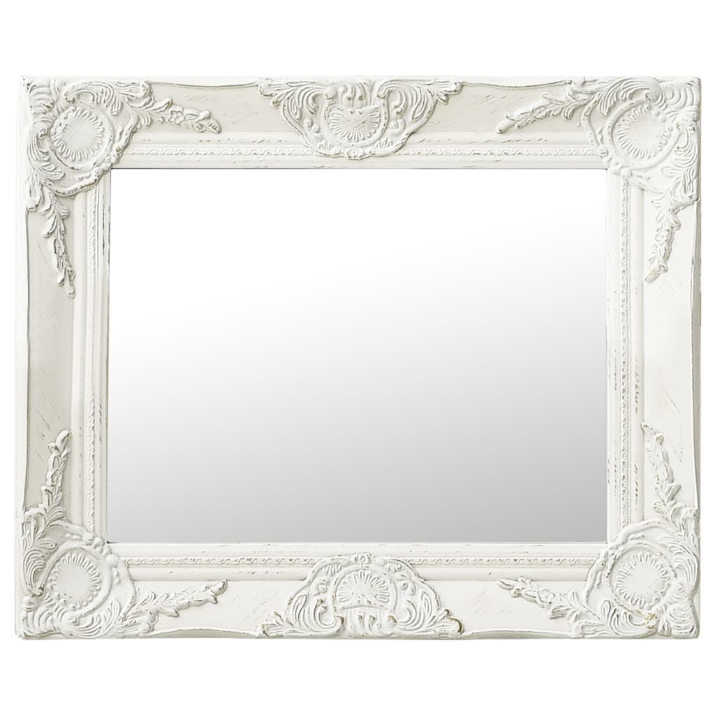 Vidaxl Wall Mirror Baroque Style Handing Mirror Bathroom Bedroom Garderobe Wardrobe Home Decor Antique Retro Vintage Style 19.7&quot;X15.7&quot; White