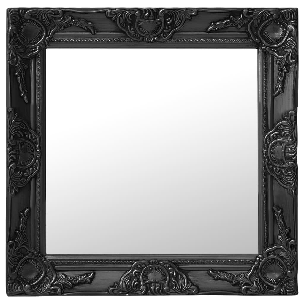Vidaxl Wall Mirror Baroque Style Handing Mirror Bathroom Bedroom Garderobe Wardrobe Home Decor Antique Retro Vintage Style 19.7&quot;X19.7&quot; Black