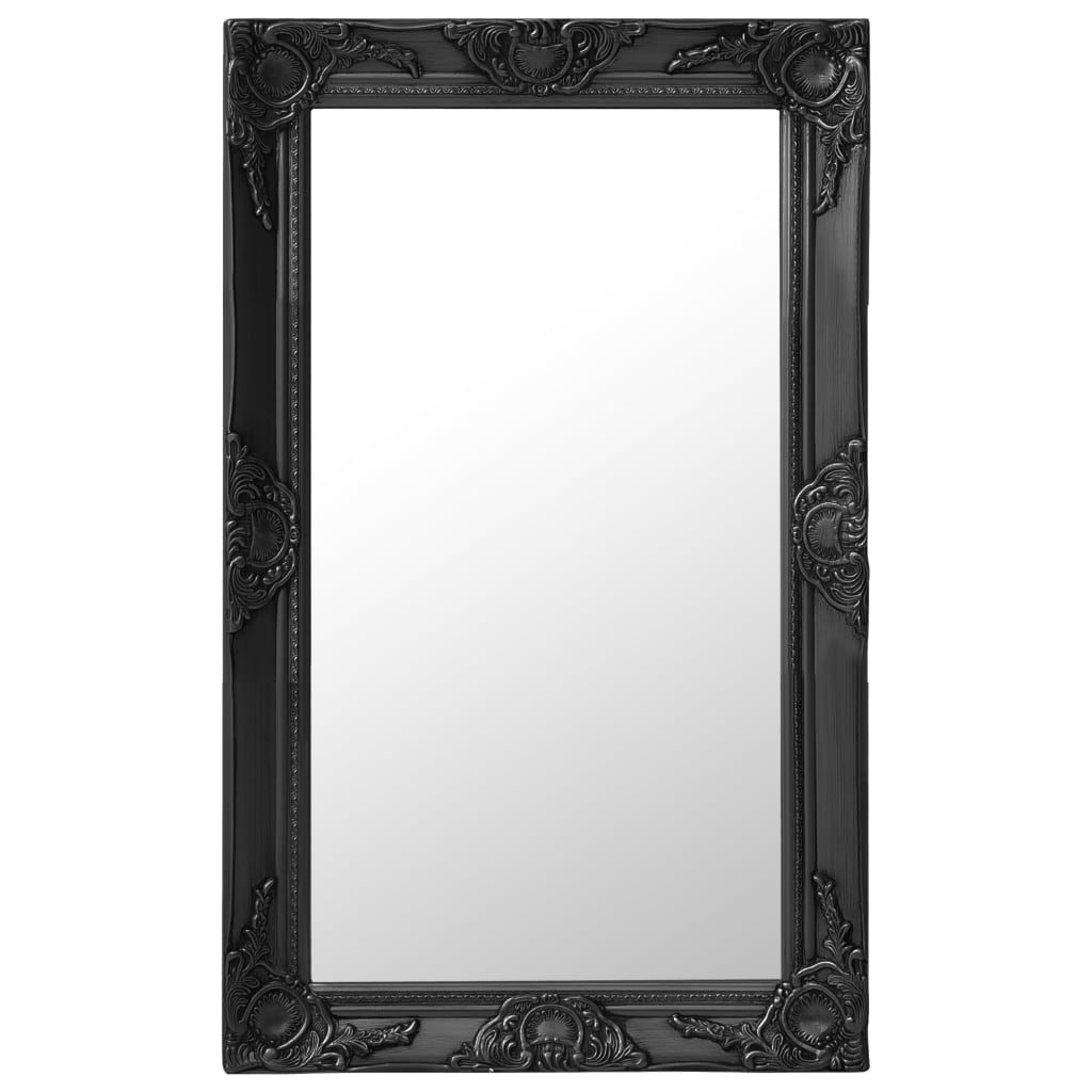 Vidaxl Black Wall Mirror, Baroque Style With Sturdy Wooden Frame And Beveled Edge, Decorative Rectangle Mirror For Bathroom, Dressing Room, Or Hallway 19.7&quot;X31.5&quot;