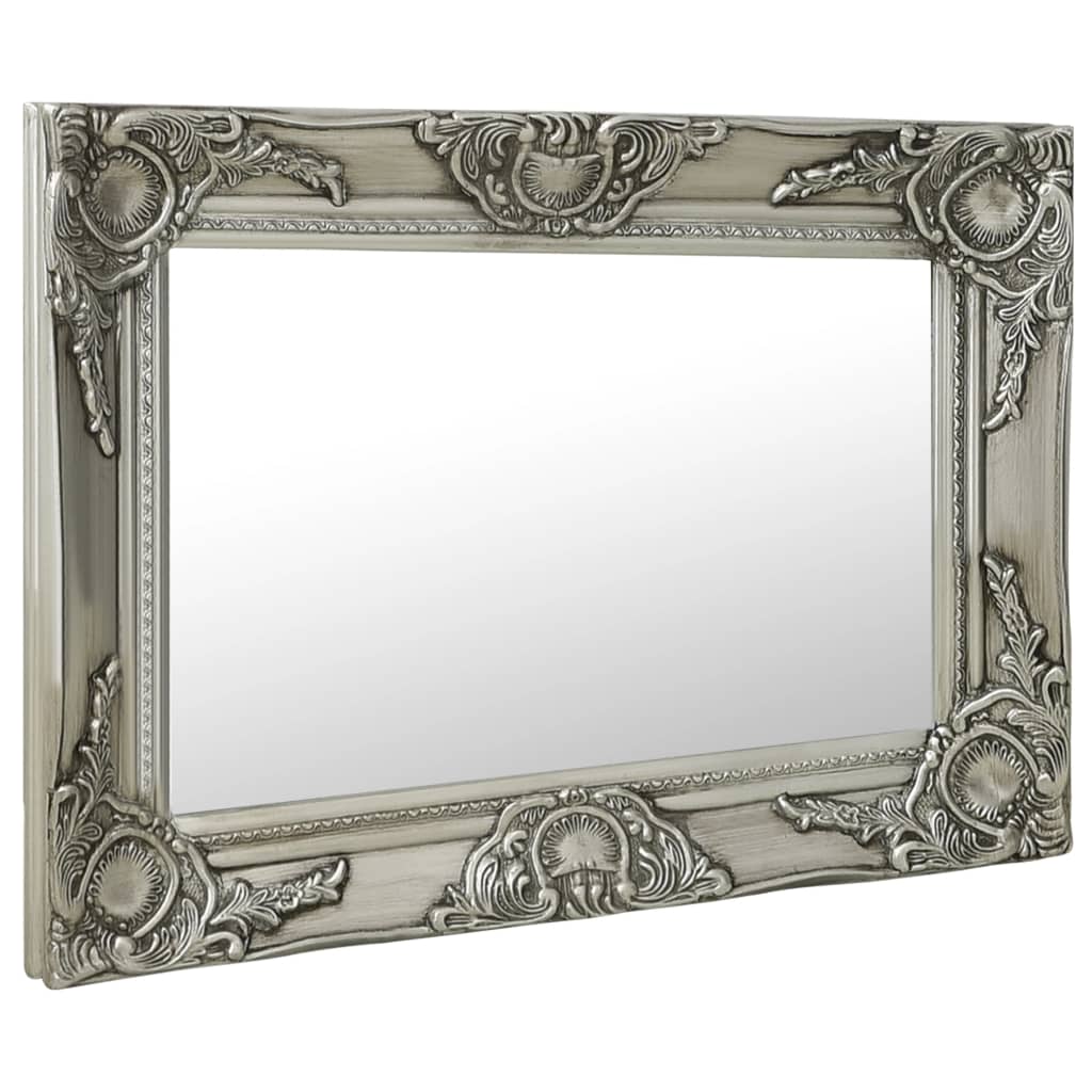 Vidaxl Classic Wall Mirror - Baroque Style Design, Beveled Edge, Easy To Install, Wooden Frame, Silver Finish, Rectangle Shape, Ideal For Bathroom/Dressing Room - 23.6&quot;X15.7&quot;
