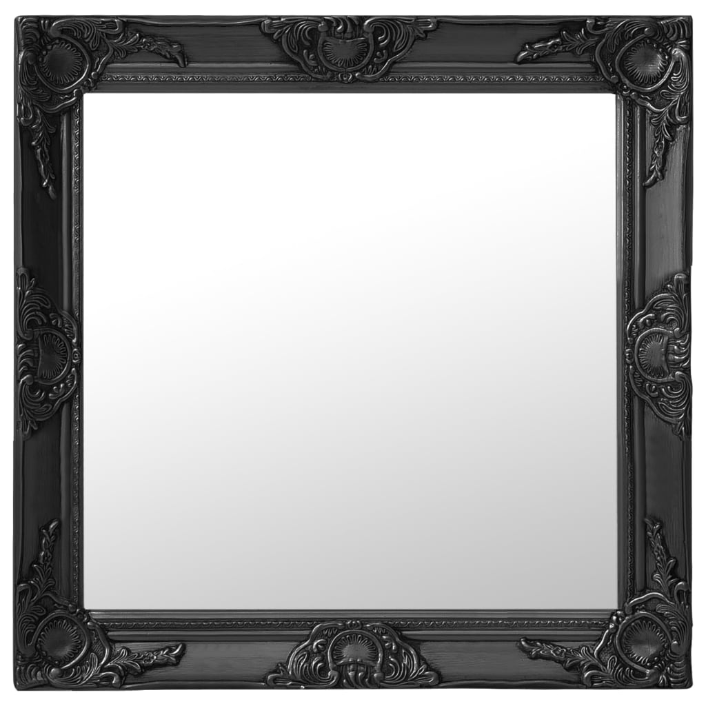 Vidaxl Wall Mirror Baroque Style Handing Mirror Bathroom Bedroom Garderobe Wardrobe Home Decor Antique Retro Vintage Style 23.6&quot;X23.6&quot; Black