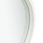Vidaxl Hanging Wall Mirror With Adjustable Strap, 15.7" Diameter, Faux Leather And Paulonia Wood Material, Retro Round Design In White Color