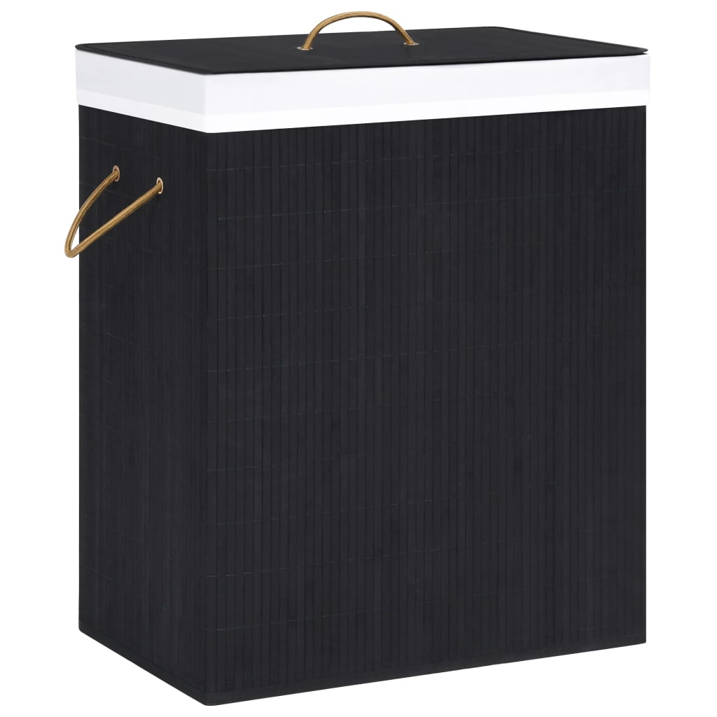 Vidaxl Bamboo Laundry Basket Black 26.4 Gal