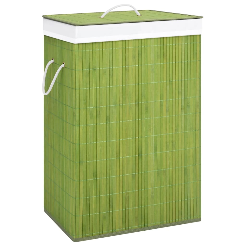 Vidaxl Bamboo Laundry Basket Green