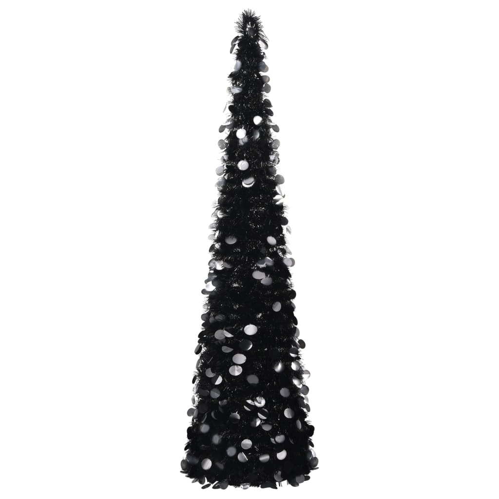 Vidaxl Black Pop-Up Artificial Christmas Tree 150Cm, Easy Assembly, Indoor And Outdoor Use, Durable Pet Material, Economical Holiday Decoration