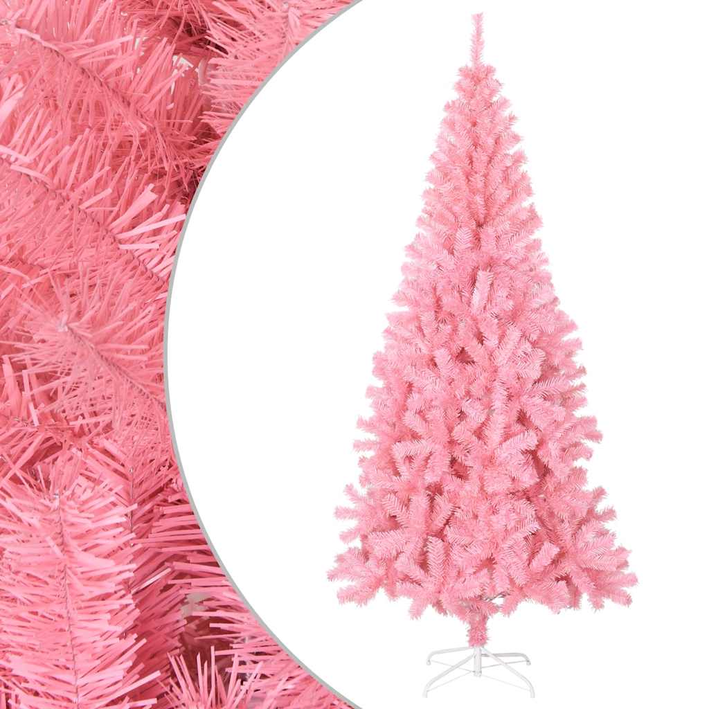 Vidaxl Pink Artificial Christmas Tree With Stand, 6 Ft Pvc Indoor & Outdoor, Durable & Economical Christmas Tree, Easy Assembly, Full-Bodied, Modern Holiday Decoration, Without Ornaments