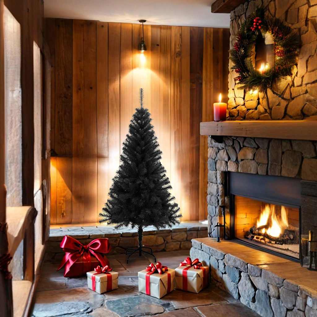 Vidaxl Artificial Christmas Tree With Stand Black 5 Ft Pvc