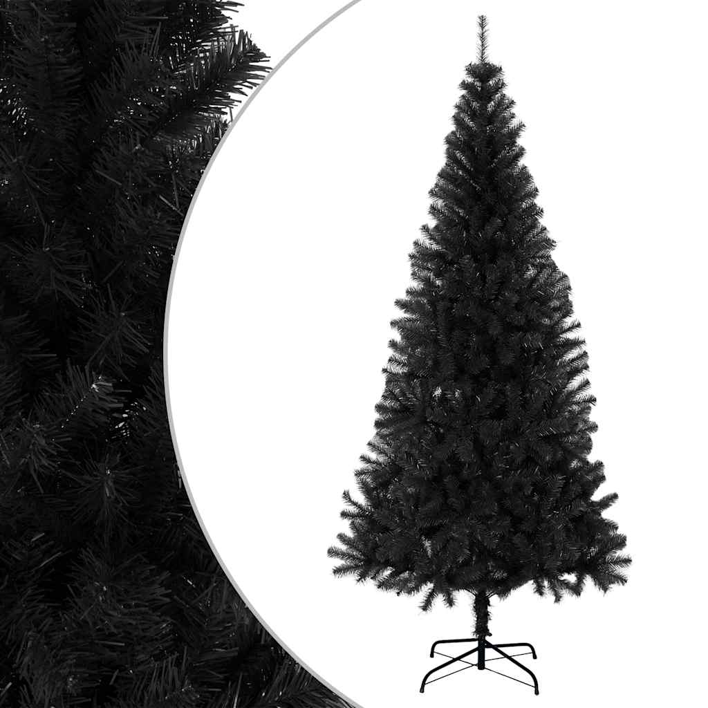 Vidaxl Black Artificial Christmas Tree With Stand, 6 Ft Pvc Indoor & Outdoor, Durable & Economical Christmas Tree, Easy Assembly, Full-Bodied, Modern Holiday Decoration
