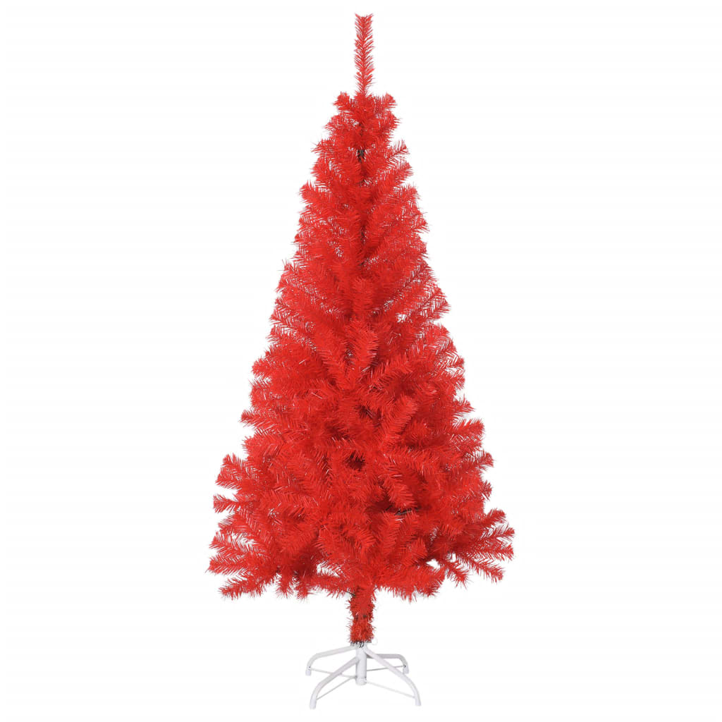 Vidaxl 5 Ft Artificial Christmas Tree With Stand - Red Pvc Indoor/Outdoor Decorative Christmas Tree - Economical And Reusable - Comes With 380 Tips