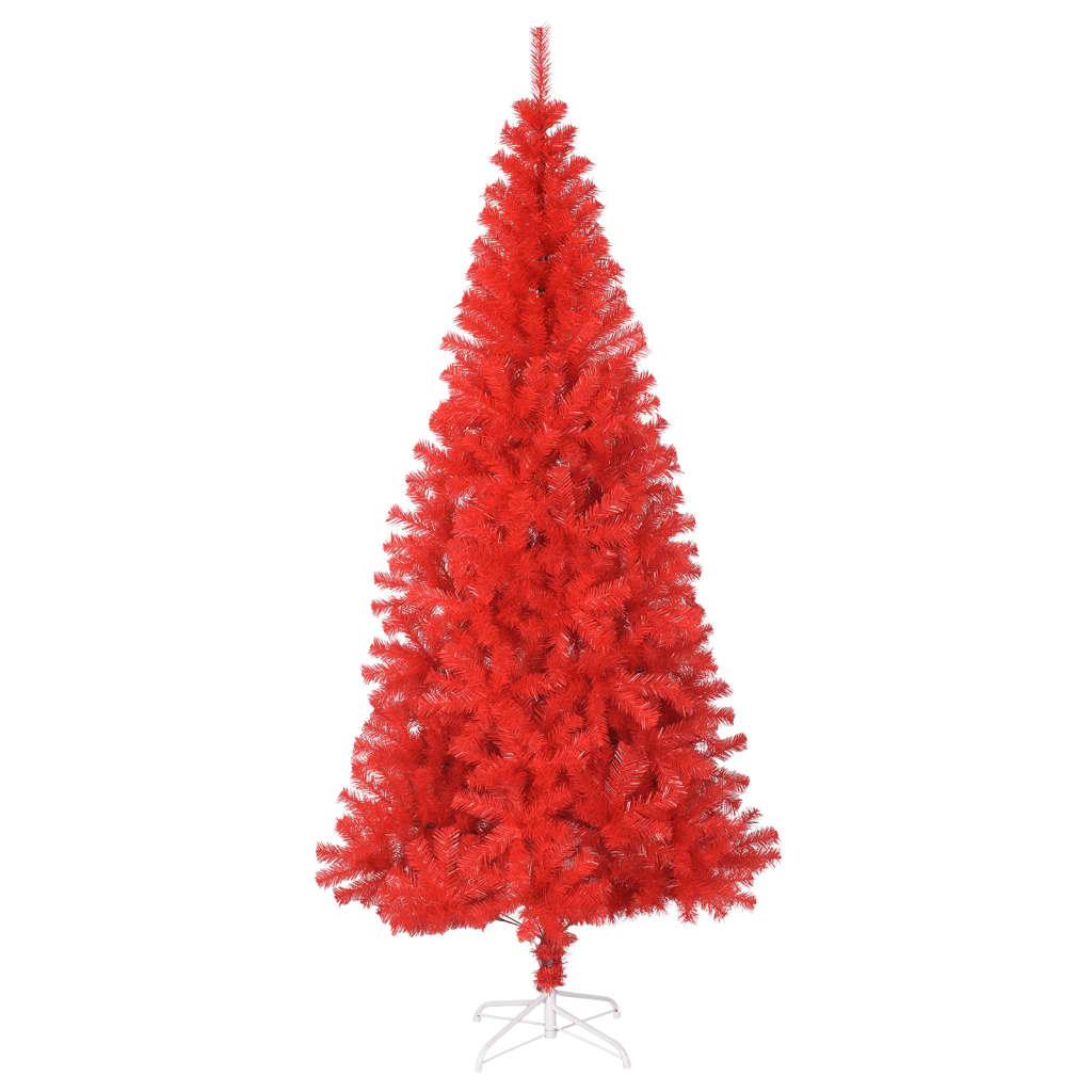 Vidaxl Red Artificial Christmas Tree, 6 Ft Pvc Christmas Tree With Steel Stand For Indoor And Outdoor Christmas Decorations