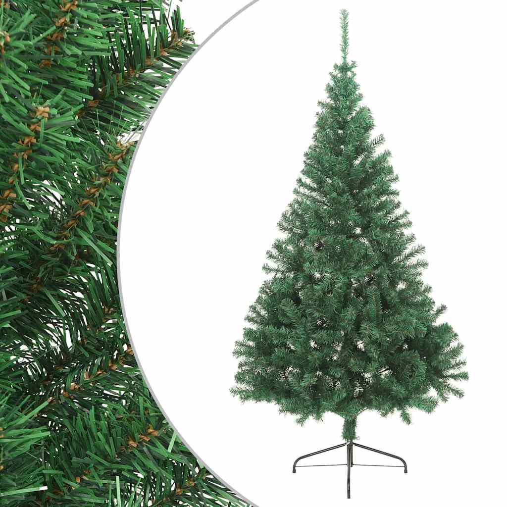 Vidaxl Artificial Half Christmas Tree - 6 Foot Green Pvc Tree With Stand, Half-Circle Design, Suitable For Indoor And Outdoor Christmas Decorations