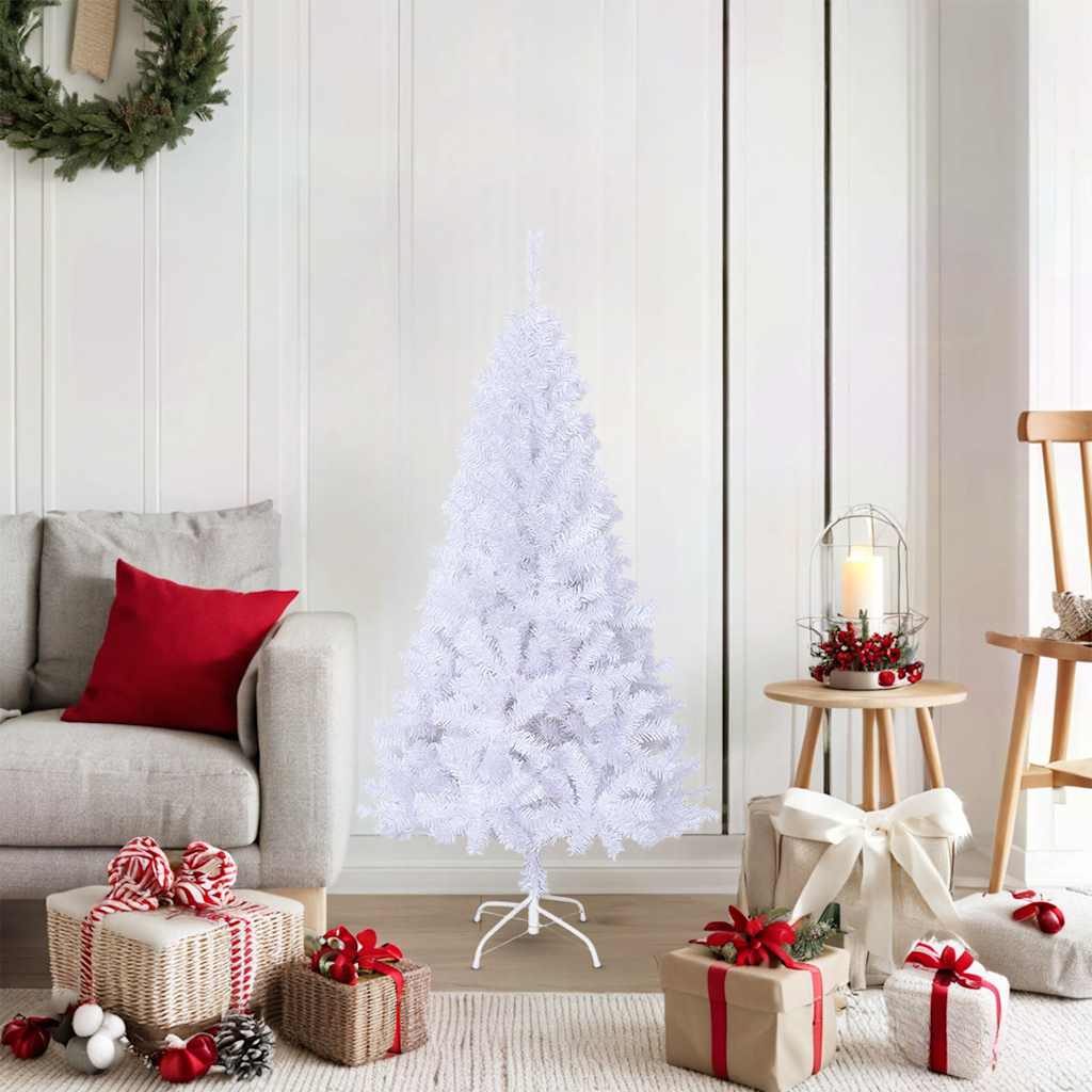 Vidaxl Artificial Christmas Tree With Thick Branches & Metal Stand, 5 Ft Realistic White Pvc, Durable & Economical Xmas Decor For Indoor/Outdoor, Easy Assembly, Without Ornaments