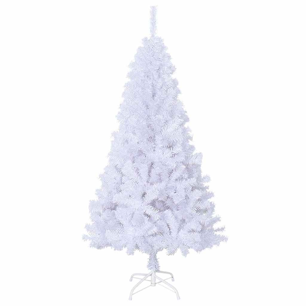 Vidaxl Artificial Christmas Tree With Thick Branches & Metal Stand, 5 Ft Realistic White Pvc, Durable & Economical Xmas Decor For Indoor/Outdoor, Easy Assembly, Without Ornaments