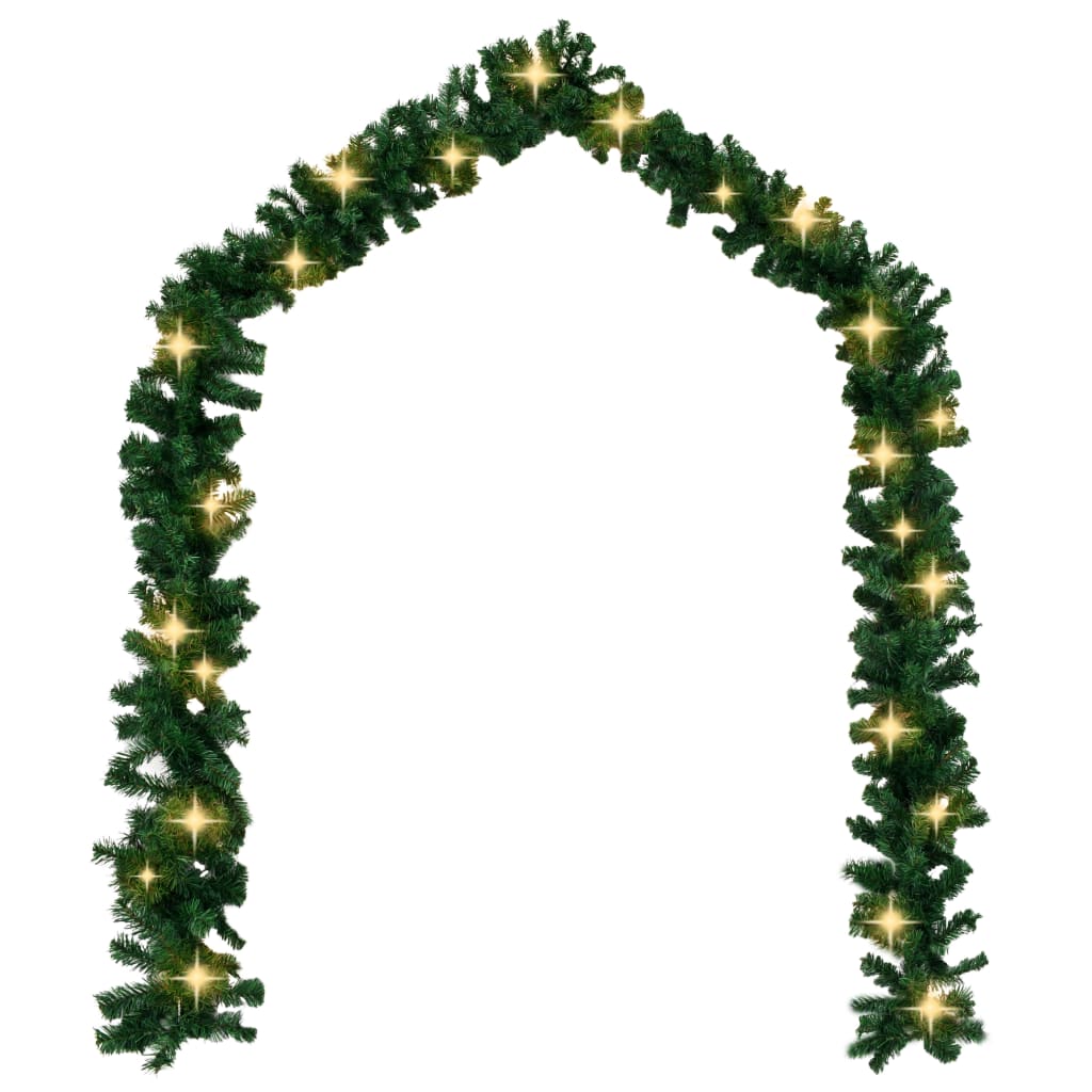 Vidaxl Christmas Garland With Led Lights Holiday Home Living Room Office Garden Terrance Ornament Decor Xmas Decoration Green 32.8' Pvc
