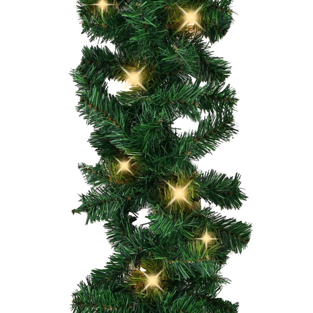 Vidaxl Christmas Garland With Led Lights Holiday Home Living Room Office Garden Terrance Ornament Decor Xmas Decoration Green 32.8' Pvc